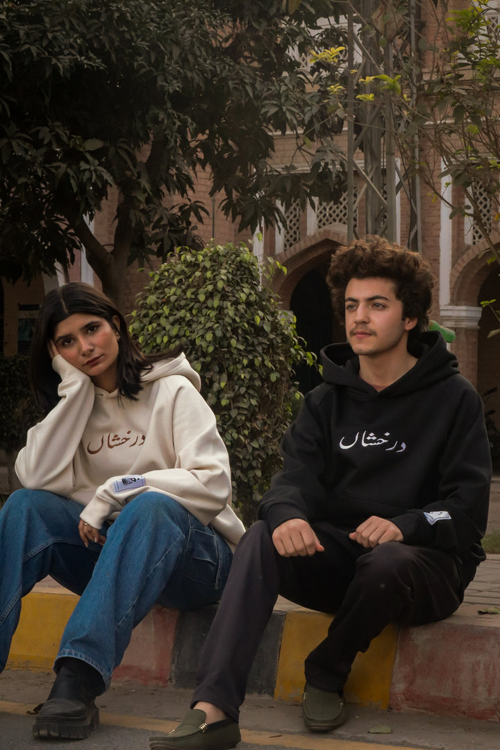 Darakhshaan Embroided American Cut Hoodie | Overfit | BLACK